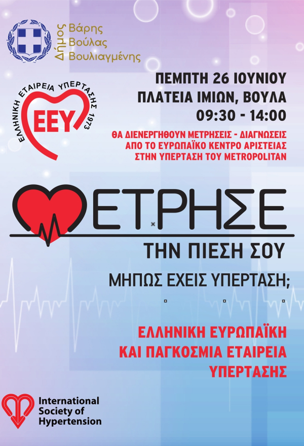 Δωρεάν Μετρήσεις Αρτηριακής Πίεσης στην Πλατεία Ιμίων στη Βούλα